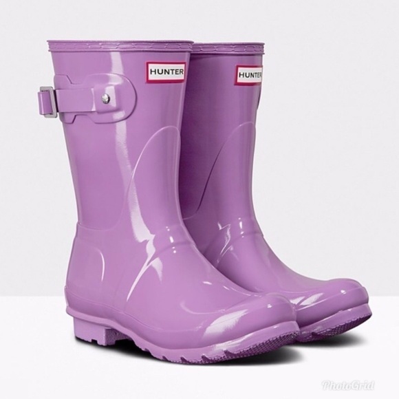 Hunter Original Short Gloss Rain Boot in Thistle 6 - Picture 1 of 10